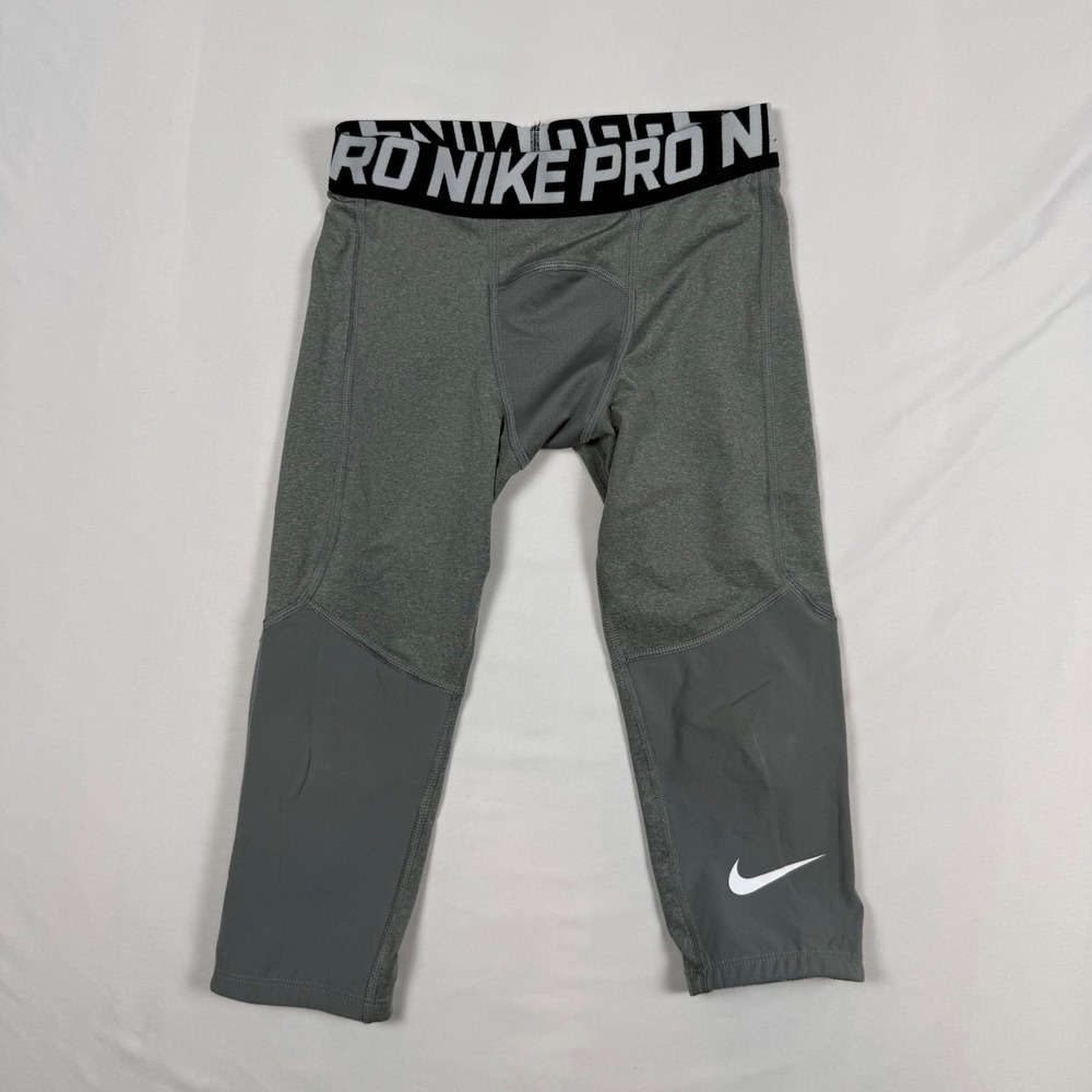 Nike Pro Mens Gray 3/4 Compression Tights Training Leggings XS